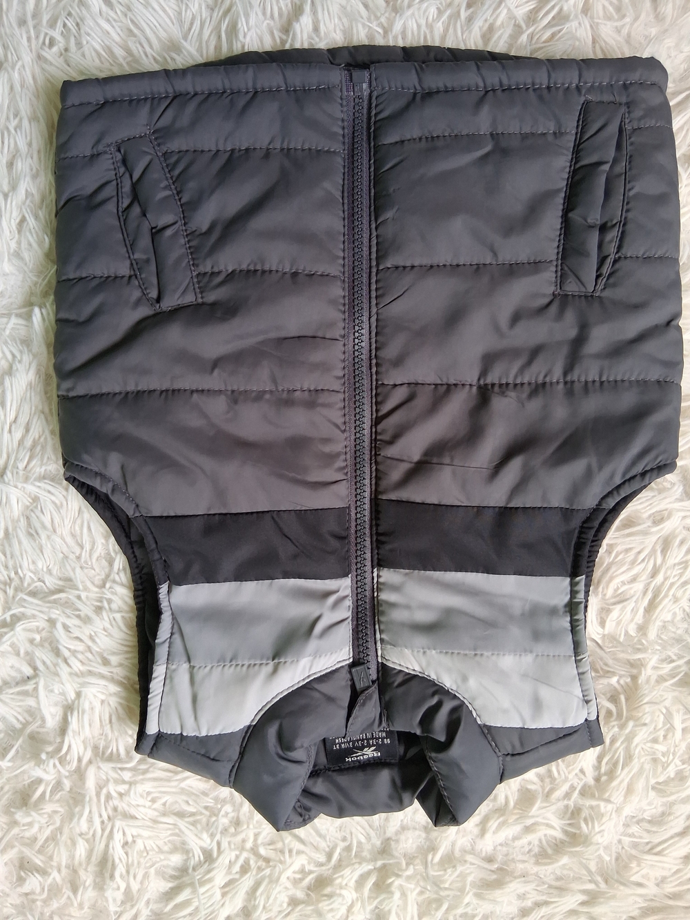 Reebok Black and Gray Quilted Puffer Vest